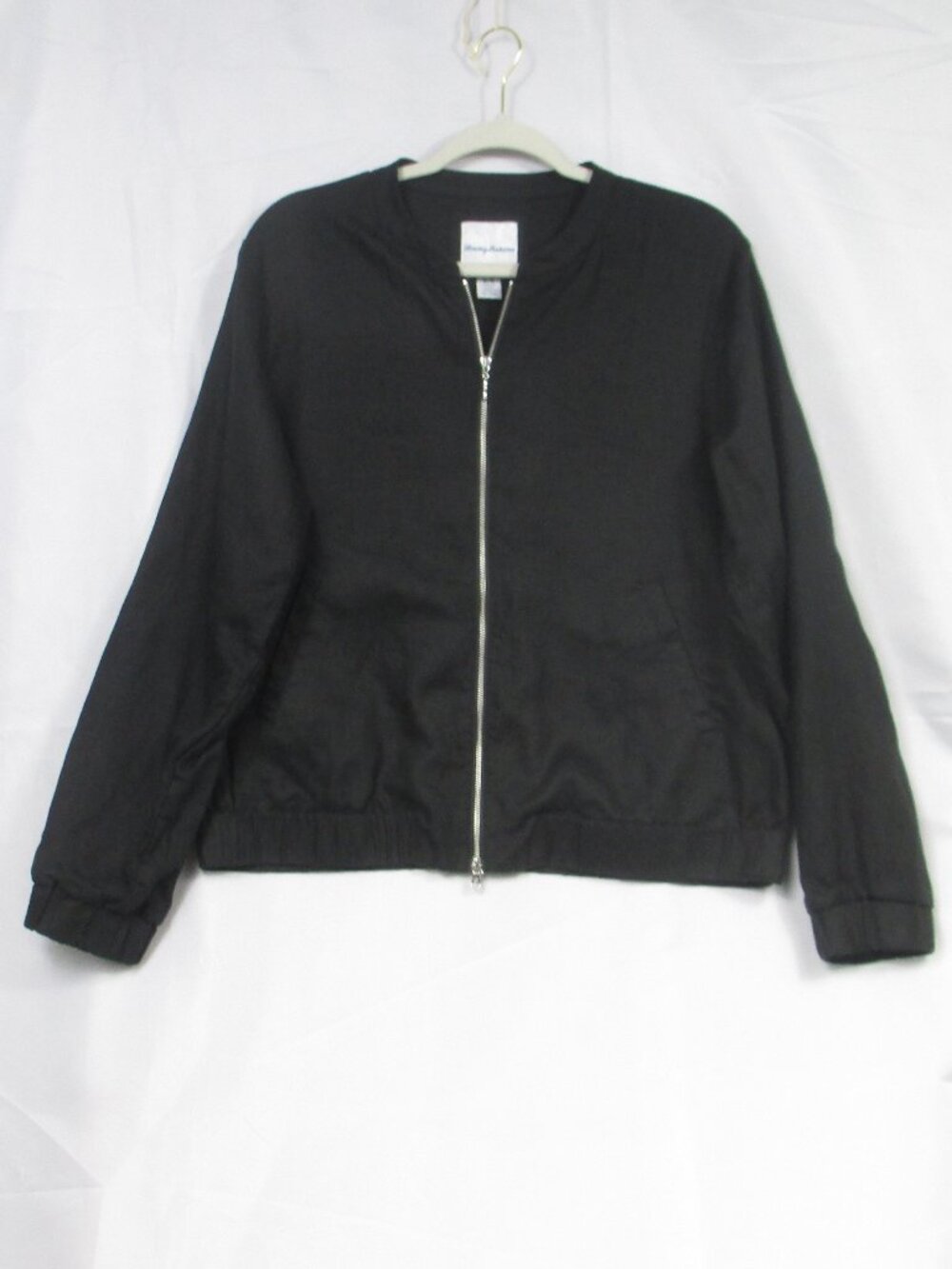 Tommy Bahama Women's Black Linen Zip Up Two Palms Bomber Jacket Size M - Picture 2 of 9